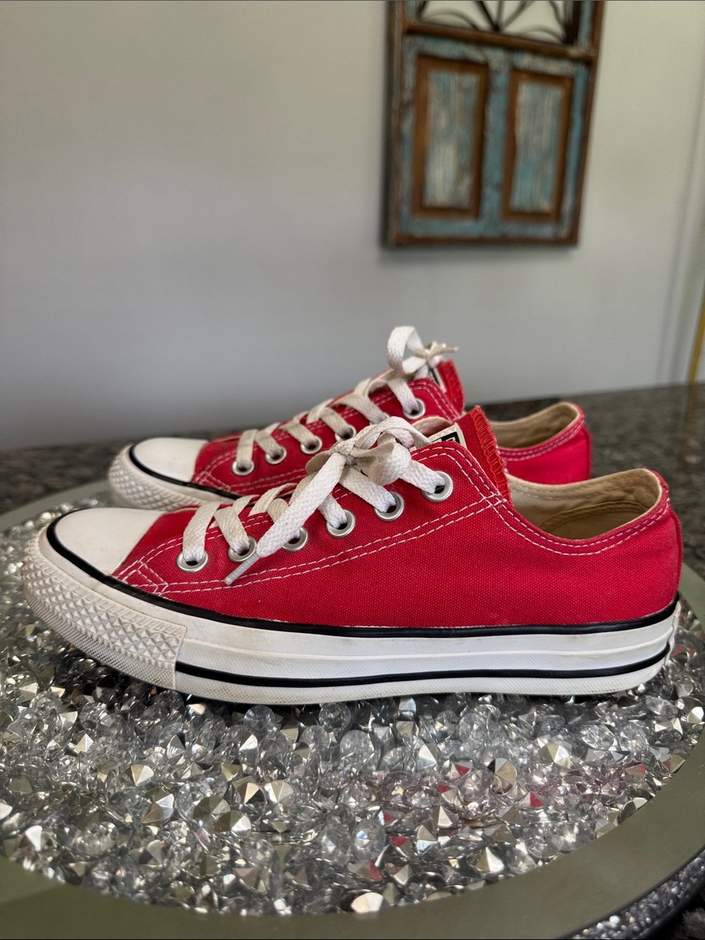 Converse all star Red Low Top canvas Sneakers 7 - Picture 4 of 14